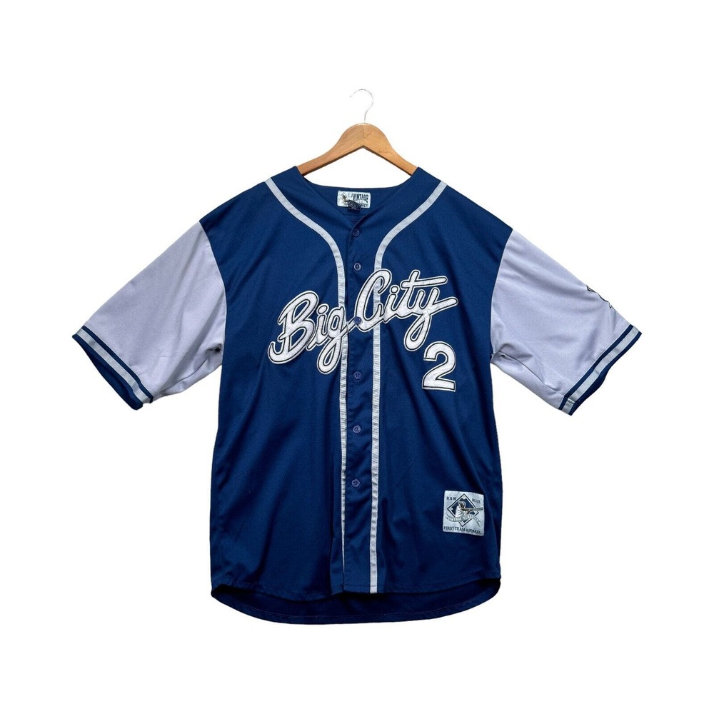 VGT RAW BLUE First Team Apparel Big City #2 Classics 1979 NY Baseball Jersey XL